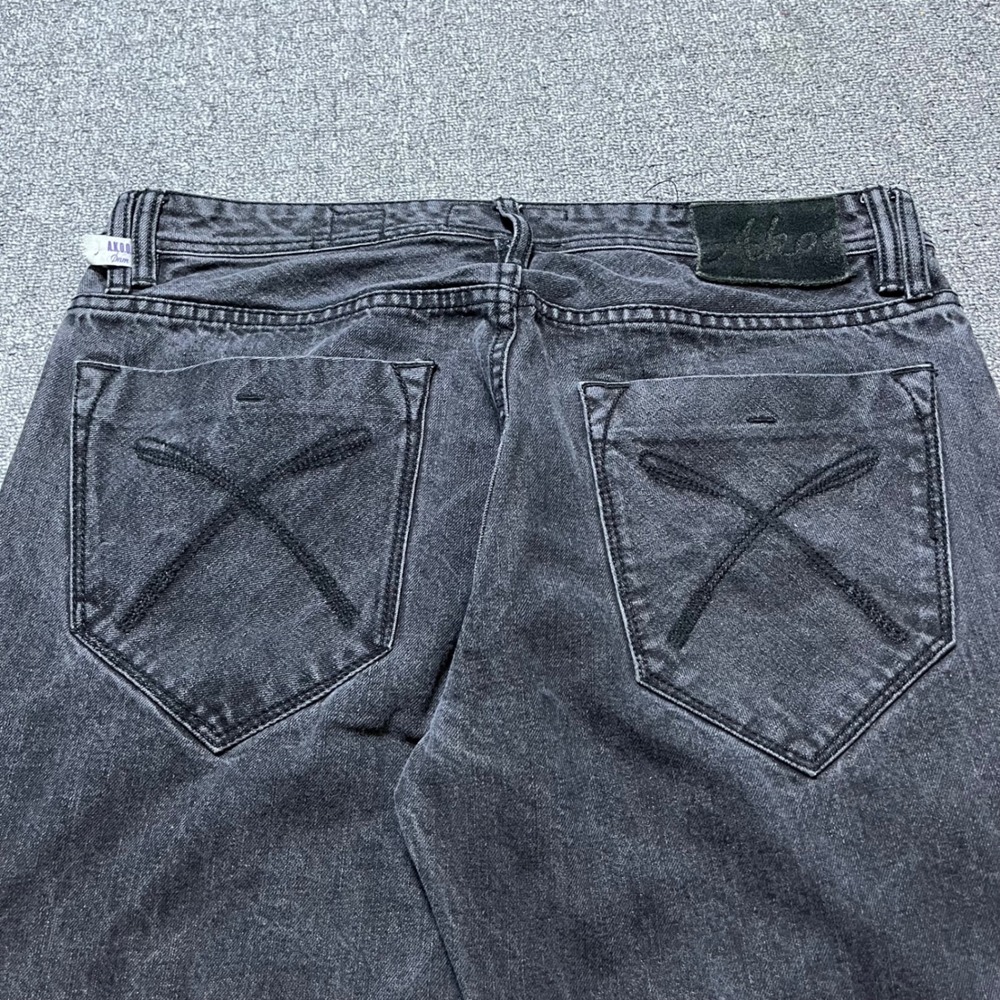 AKOO Jeans 36 Black Wash Denim Straight Leg Streetwear Baggy Hip Hop - Picture 5 of 9